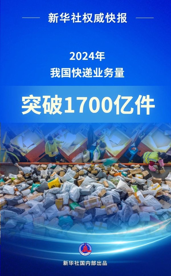 招财猫配资 2024年我国快递业务量突破1700亿件